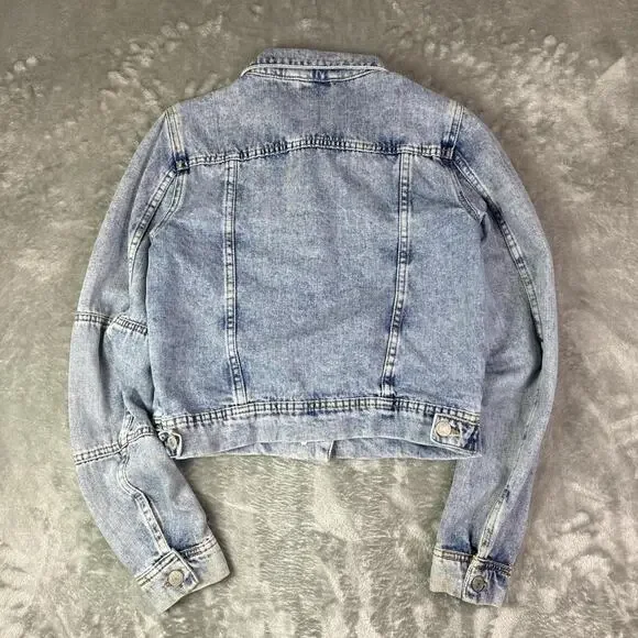 Free People Women’s Rumors Acid Wash Blue Denim Jacket Size XS - Picture 2 of 6